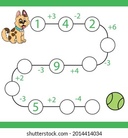 Counting games for children and adults. Educational math game. Subtraction and addition to Result. A riddle for the mind. Riddle with numbers. Vector