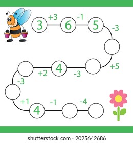 Counting games for children and adults. Educational math game. Subtraction and addition to Result. A riddle for the mind. Riddle with numbers. Vector