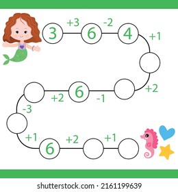 Counting games for children and adults. Educational math game. Subtraction and addition to Result. A riddle for the mind. Riddle with numbers. Vector