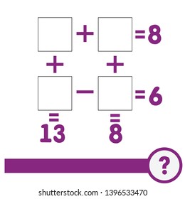 
Counting games for kids and adults. Educational math game. Result. Crossword for social networks. Rebus. Riddle for the mind. Riddle with numbers. Vector