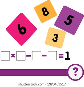 Counting games for kids and adults. Educational math game. Result. Crossword for social networks. Rebus. Riddle for the mind. Riddle with numbers. Vector