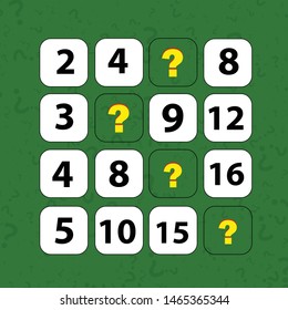 Counting games for kids and adults. Educational math game. Result. Crossword for social networks. Rebus. Riddle for the mind. Riddle with numbers. Vector