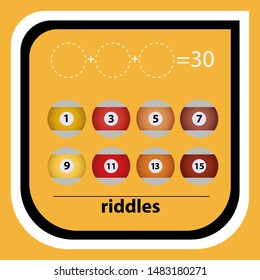 Counting games for kids and adults. Educational math game. Result. Crossword for social networks. Rebus. Riddle for the mind. Riddle with numbers. Vector