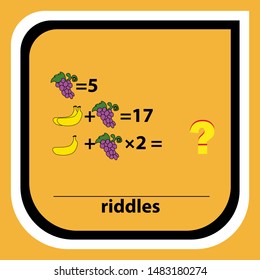 Counting games for kids and adults. Educational math game. Result. Crossword for social networks. Rebus. Riddle for the mind. Riddle with numbers. Vector