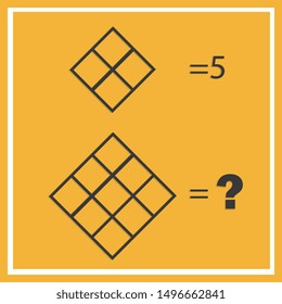 Counting games for kids and adults. Educational math game. Result. Crossword for social networks. Rebus. Riddle for the mind. Riddle with numbers. Vector