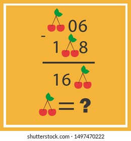 Counting games for kids and adults. Educational math game. Result. Crossword for social networks. Rebus. Riddle for the mind. Riddle with numbers. Vector