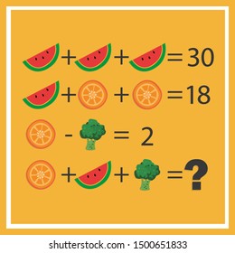 Counting games for kids and adults. Educational math game. Result. Crossword for social networks. Rebus. Riddle for the mind. Riddle with numbers. Vector