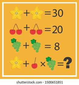 Counting games for kids and adults. Educational math game. Result. Crossword for social networks. Rebus. Riddle for the mind. Riddle with numbers. Vector