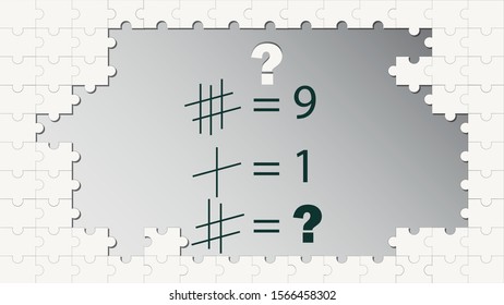 Counting games for kids and adults. Educational math game. Result. Riddle for the mind. Riddle with numbers. Vector