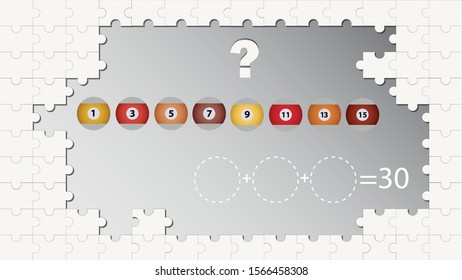 Counting games for kids and adults. Educational math game. Result. Riddle for the mind. Riddle with numbers. Vector