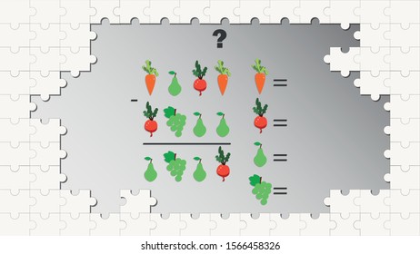 Counting games for kids and adults. Educational math game. Result. Riddle for the mind. Riddle with numbers. Vector