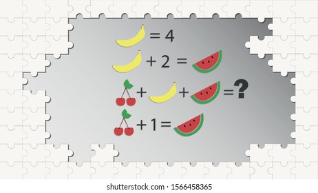 Counting games for kids and adults. Educational math game. Result. Riddle for the mind. Riddle with numbers. Vector
