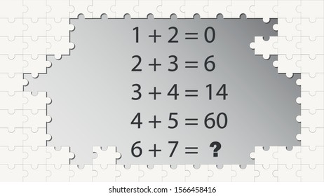 Counting games for kids and adults. Educational math game. Result. Riddle for the mind. Riddle with numbers. Vector
