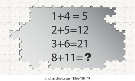 Counting games for kids and adults. Educational math game. Result. Riddle for the mind. Riddle with numbers. Vector