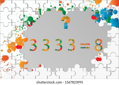 Counting games for kids and adults. Educational math game. Result. Riddle for the mind. Riddle with numbers. Vector