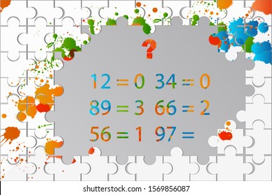 Counting games for kids and adults. Educational math game. Result. Riddle for the mind. Riddle with numbers. Vector