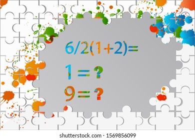 Counting games for kids and adults. Educational math game. Result. Riddle for the mind. Riddle with numbers. Vector