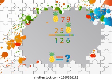 Counting games for kids and adults. Educational math game. Result. Riddle for the mind. Riddle with numbers. Vector