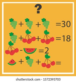 Counting games for kids and adults. Educational math game. Result. Riddle for the mind. Riddle with numbers. Vector