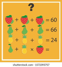 Counting games for kids and adults. Educational math game. Result. Riddle for the mind. Riddle with numbers. Vector