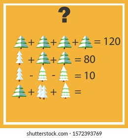 Counting games for kids and adults. Educational math game. Result. Riddle for the mind. Riddle with numbers. Vector