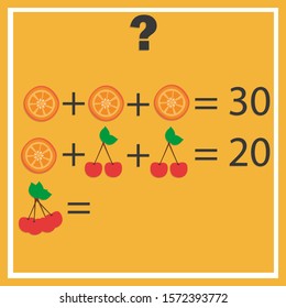 Counting games for kids and adults. Educational math game. Result. Riddle for the mind. Riddle with numbers. Vector