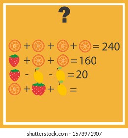 Counting games for kids and adults. Educational math game. Result. Riddle for the mind. Riddle with numbers. Vector