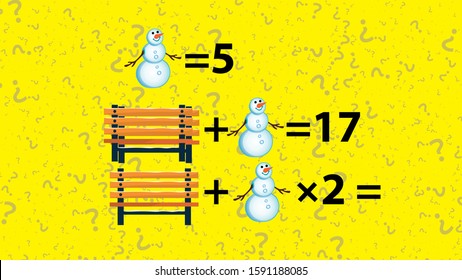 Counting games for kids and adults. Educational math game. Result. Crossword for social networks. Rebus. Riddle for the mind. Riddle with numbers. Vector