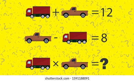 Counting games for kids and adults. Educational math game. Result. Crossword for social networks. Rebus. Riddle for the mind. Riddle with numbers. Vector
