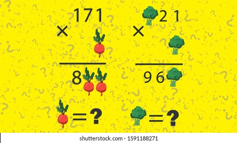 Counting games for kids and adults. Educational math game. Result. Crossword for social networks. Rebus. Riddle for the mind. Riddle with numbers. Vector