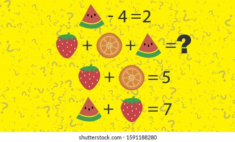 Counting games for kids and adults. Educational math game. Result. Crossword for social networks. Rebus. Riddle for the mind. Riddle with numbers. Vector