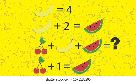 Counting games for kids and adults. Educational math game. Result. Crossword for social networks. Rebus. Riddle for the mind. Riddle with numbers. Vector