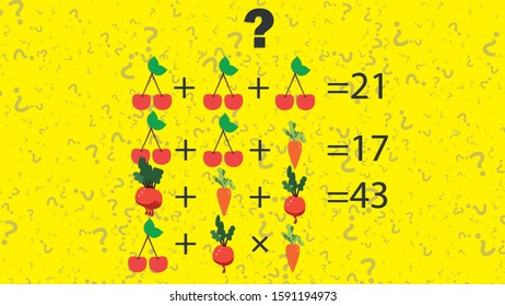 Counting games for kids and adults. Educational math game. Result. Crossword for social networks. Rebus. Riddle for the mind. Riddle with numbers. Vector