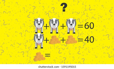 Counting games for kids and adults. Educational math game. Result. Crossword for social networks. Rebus. Riddle for the mind. Riddle with numbers. Vector