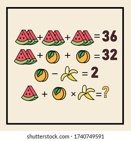 Counting games for kids and adults. Educational math game. Result. Crossword for social networks. Rebus. Riddle for the mind. Riddle with numbers. Vector