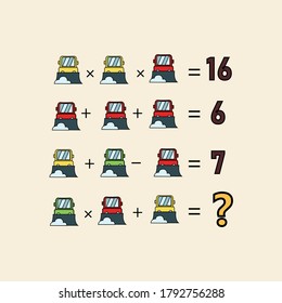 Counting games for kids and adults. Educational math game. Result. Crossword for social networks. Rebus. Mathematic riddle for the mind. Riddle with numbers. Vector