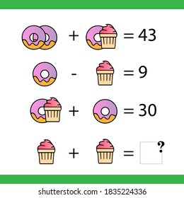 Counting games for kids and adults. Educational math game. Result. Riddle for the mind. Riddle with numbers. Vector