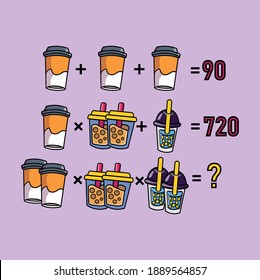 Counting games for kids and adults. Educational math game. Result. Crossword for social networks. Rebus. Riddle for the mind. Riddle with numbers. Vector.Mathematical riddle