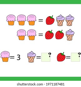 Counting games for kids and adults. Educational math game. Result. Riddle for the mind. Riddle with numbers. Vector