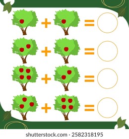 counting games for kids educational math games addition worksheet with apples on the tree