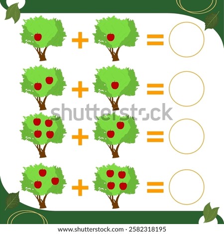 counting games for kids educational math games addition worksheet with apples on the tree