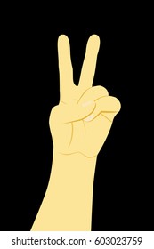 Counting Hand, Two, at black background
