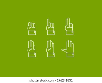 Counting hand. Vector icons.