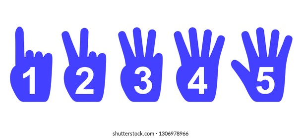 Counting hands 1 to 5.  Hand gesture symbols, counting by bending fingers. Vector  illustration.