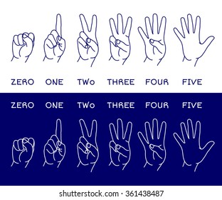 Counting hands showing different number of fingers. Graphic design element for teaching math to young children as school printout. Great for showing numbers on your design in a fun and creative way.