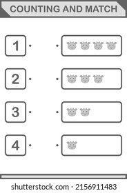 Counting and match Deer face. Worksheet for kids