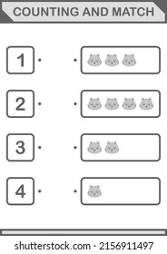 Counting and match Fox face. Worksheet for kids