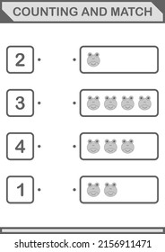 Counting and match Frog face. Worksheet for kids