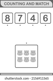 Counting and match Leopard face. Worksheet for kids