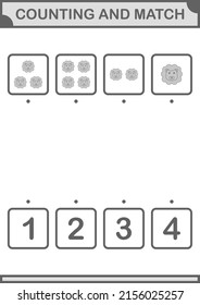 Counting and match Lion face. Worksheet for kids